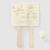 Éventail Programme de mariage crémeux et Gold Fun (Devant et derrière)