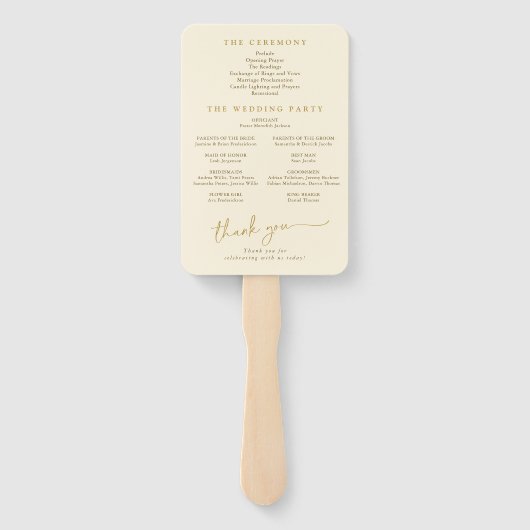 Éventail Programme de mariage crémeux et Gold Fun (Dos)