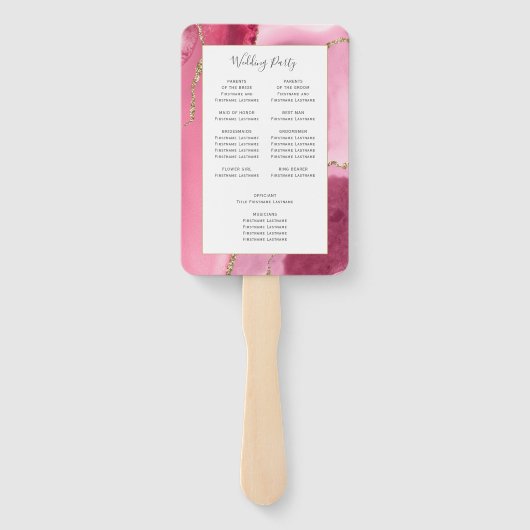 Éventail Programme de mariage d'âge rose or (Dos)