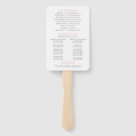 Éventail Programme de mariage d'art de la lignée de feuille (Dos)