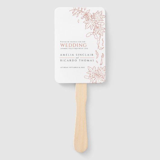 Éventail Programme de mariage d'art de la lignée de feuille (Devant)