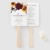 Éventail Programme de mariage d'automne Tournesols Roses Bo (Devant et derrière)