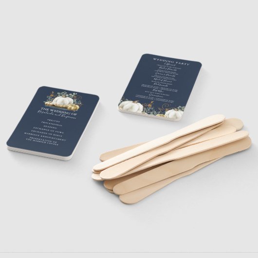 Éventail Programme de Mariage de automne Citrouille blanc e (Non-assemblé)