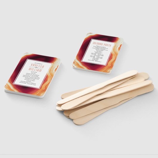 Éventail Programme de mariage de automne d'agate rouge et d (Non-assemblé)