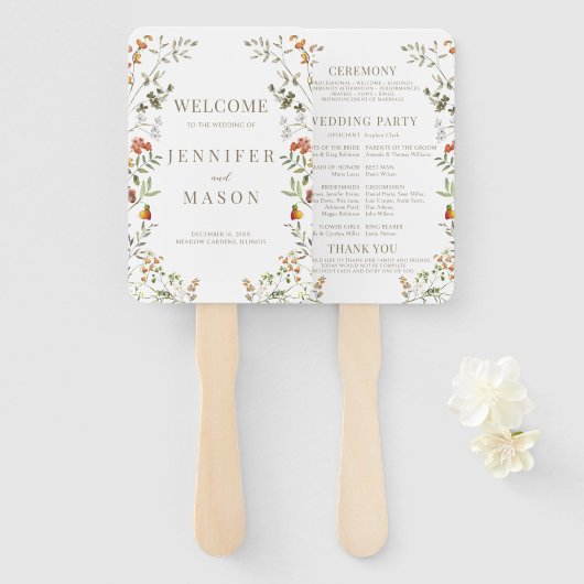 Éventail Programme de Mariage de automne de fleurs d'automn (Devant et derrière)