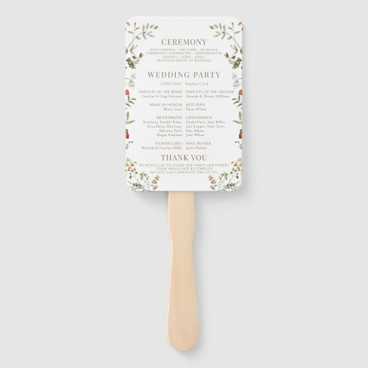 Éventail Programme de Mariage de automne de fleurs d'automn (Dos)