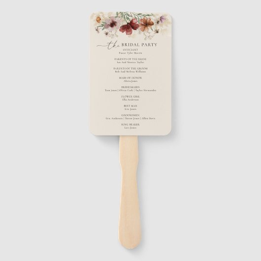 Éventail Programme de Mariage de automne Fleur sauvage Boho (Dos)