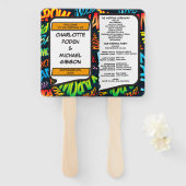 Éventail Programme de mariage de bande dessinée drôle moder (Devant et derrière)