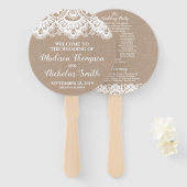 Éventail Programme de mariage de burlap et dentelle Ventila (Devant et derrière)