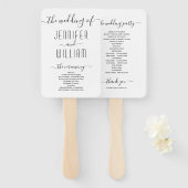 Éventail Programme de mariage de calligraphie écriture curs (Devant et derrière)