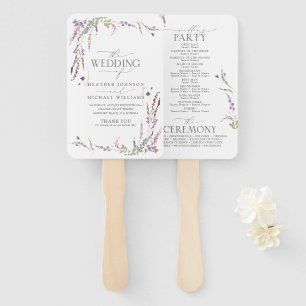 Éventail Programme de mariage de calligraphie Fleur sauvage