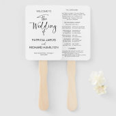 Éventail Programme de mariage de calligraphie moderne simpl (Devant et derrière)