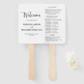 Éventail Programme de mariage de calligraphie moderne simpl (Devant et derrière)