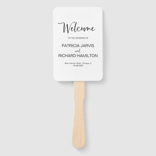 Éventail Programme de mariage de calligraphie moderne simpl (Devant)