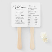 Éventail Programme de mariage de calligraphie noire délicat (Devant et derrière)