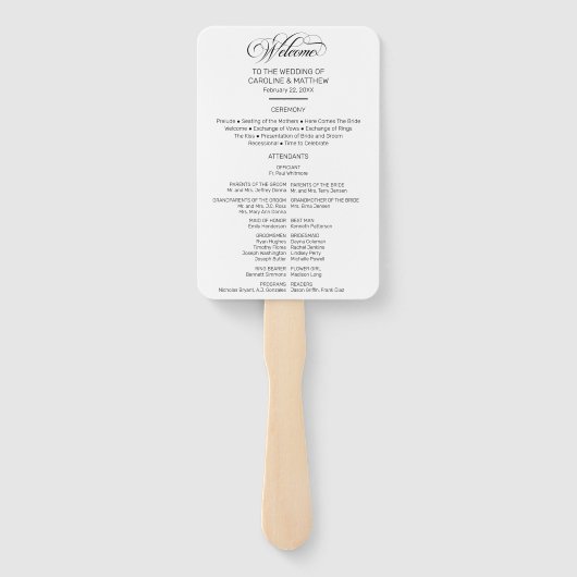 Éventail Programme de mariage de calligraphie photo personn (Dos)