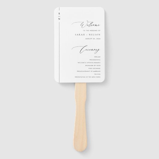Éventail Programme de mariage de calligraphie simple (Devant)