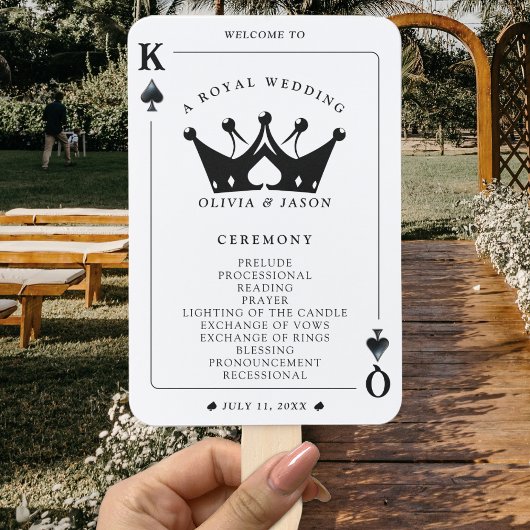 Éventail Programme de mariage de cartes de poker King & Que