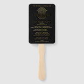 Éventail Programme de mariage de date spéciale noir et or (Dos)