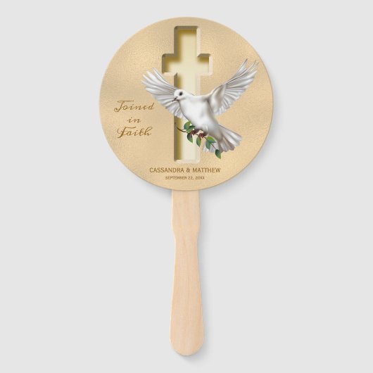 Éventail Programme de mariage de Dove Cross Faux Foil (Devant)