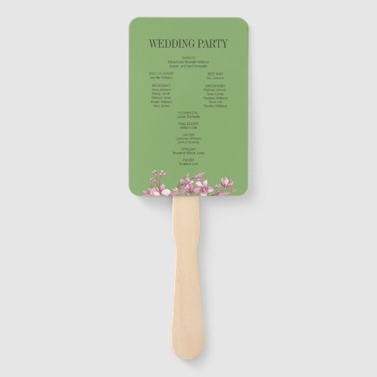 Éventail Programme de mariage de fleurs de cerises roses (Dos)