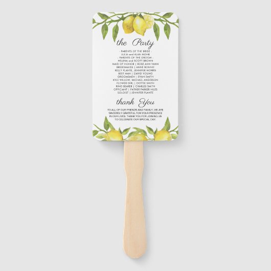 Éventail Programme de mariage de fleurs de citrons (Dos)