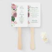 Éventail Programme de mariage de jardin de fleurs roses rom (Devant et derrière)