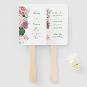 Éventail Programme de mariage de jardin de fleurs roses rom