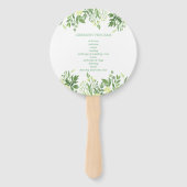 Éventail Programme de mariage de jardin floral verdure aqua (Dos)