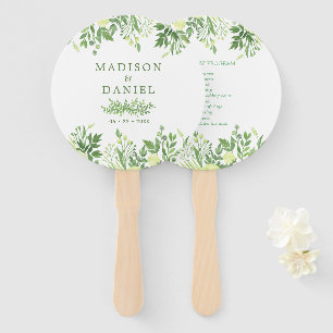 Éventail Programme de mariage de jardin floral verdure aqua