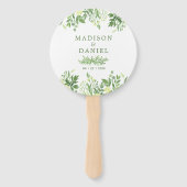 Éventail Programme de mariage de jardin floral verdure aqua (Devant)