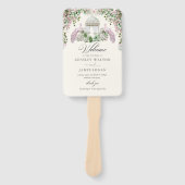 Éventail Programme de mariage de jardin rose élégant (Devant)