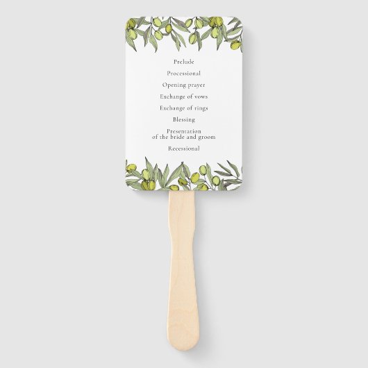 Éventail Programme de mariage de la branche Olive (Dos)