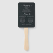 Éventail Programme de mariage de la couronne de fleurs noir (Dos)
