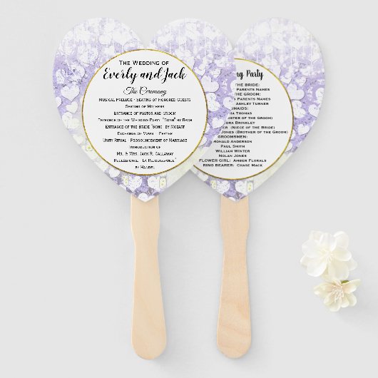 Éventail Programme de mariage de l'arbre à feuilles en form (Devant et derrière)