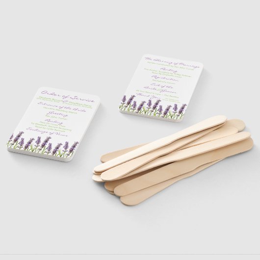 Éventail Programme de mariage de lavande (Non-assemblé)