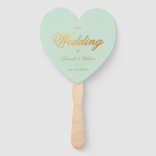 Éventail Programme de mariage de menthe Faux Gold Script Co (Devant)