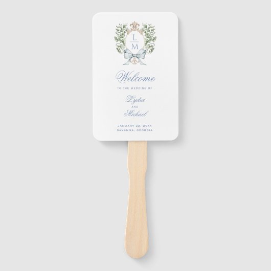 Éventail Programme de mariage de monogramme de la crête de  (Devant)