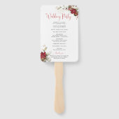 Éventail Programme de mariage de Noël à fleurs rouges (Dos)