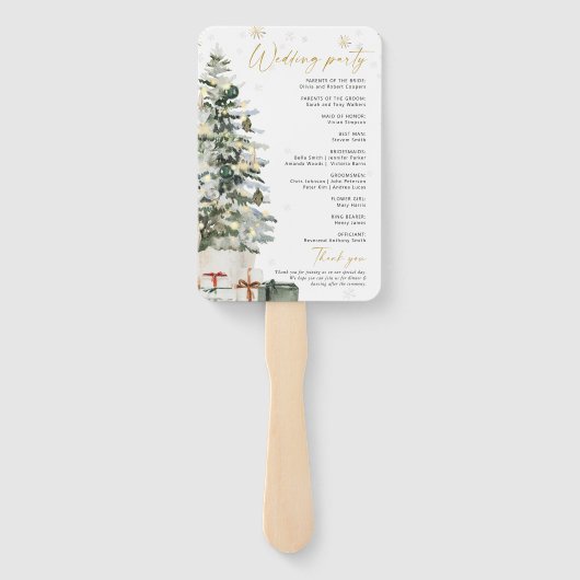 Éventail Programme de mariage de Noël des pins (Dos)
