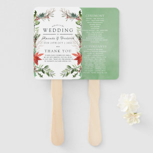 Éventail Programme de mariage de Noël en bois hivernal