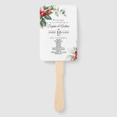 Éventail Programme de mariage de Noël Greenery & Red Berrie (Devant)