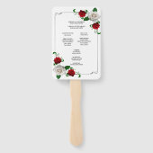 Éventail Programme De Mariage De Noël Rose Rouge Et Blanc (Dos)
