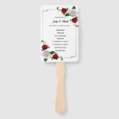 Éventail Programme De Mariage De Noël Rose Rouge Et Blanc (Devant)