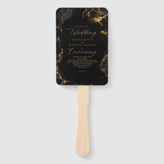 Éventail Programme de mariage de Parties scintillant de mar (Devant)