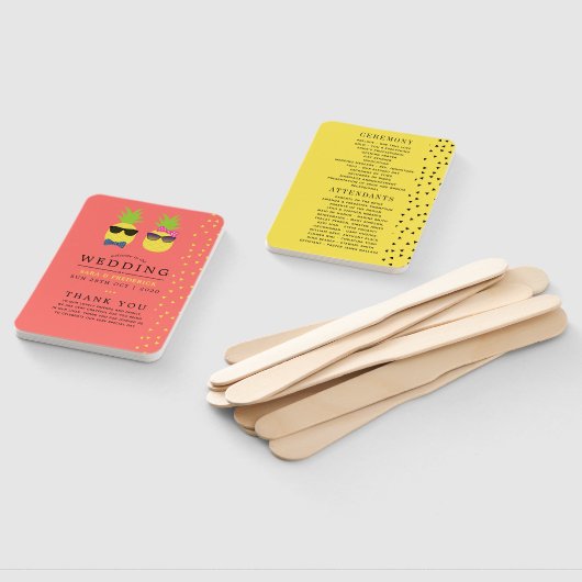 Éventail Programme de mariage de plage exotique d'été tropi (Non-assemblé)