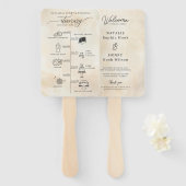 Éventail Programme de mariage de plage Ventilateur à main a (Devant et derrière)