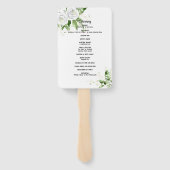 Éventail Programme de mariage de roses blanches et de souff (Dos)
