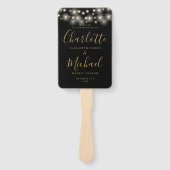 Éventail Programme de mariage de script Black Gold String (Devant)