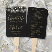 Éventail Programme de mariage de script Black Gold String